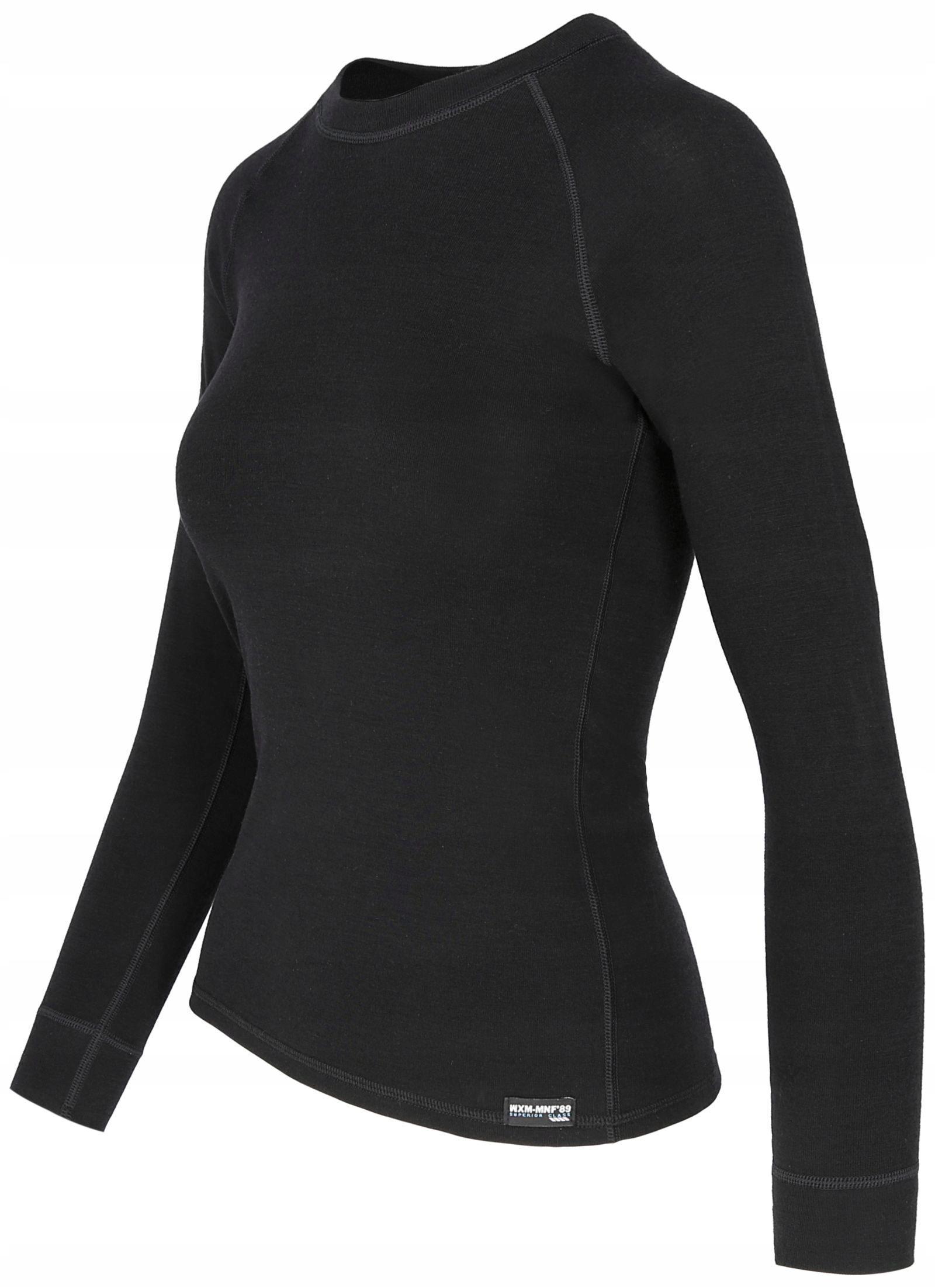 Damska Czarna Koszulka (pod szyję) Termoaktywna z Wełny Merynosa 3XL