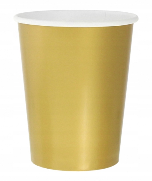 KUBECZKI PAPIEROWE ZŁOTE gold 250ML 8 SZT na URODZINY wesele przyjcie party