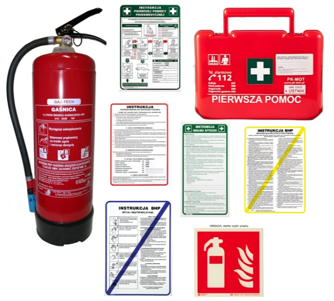 Zestaw Bhp Gastronomia Duży Apteczka Gaśnica Znaki BD2