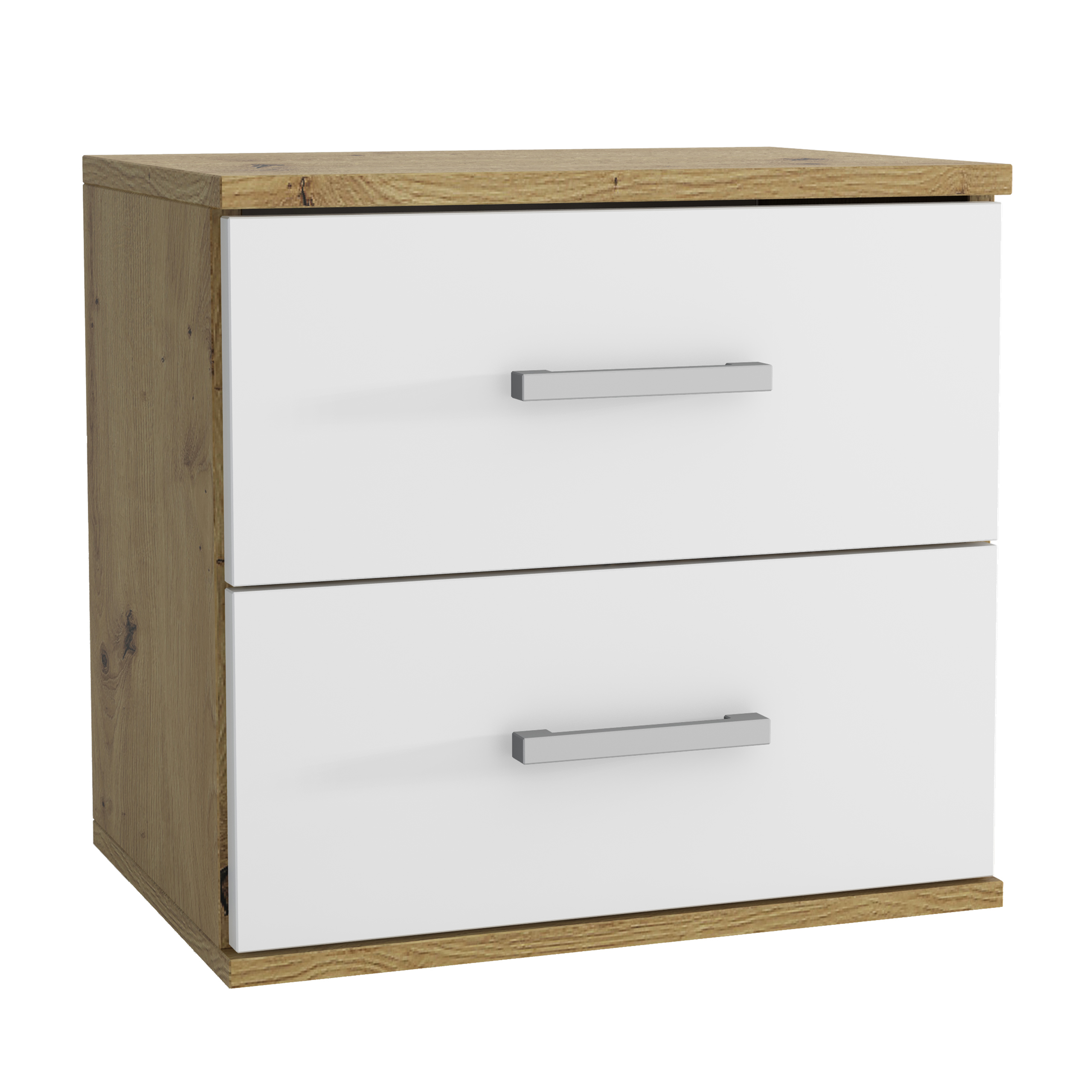 Noční Stolek Nocta 48 cm Zásuvky Noční stolek do ložnice Dub Artisan/bílý