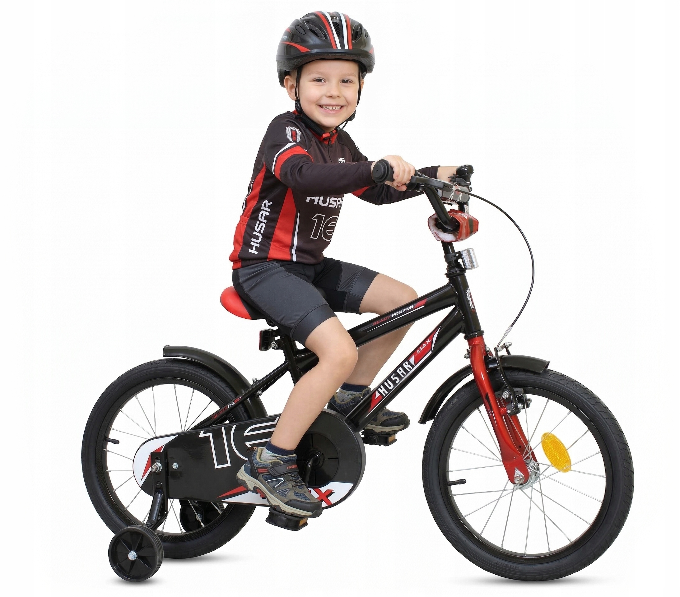 Rower Dziecięcy Dla Chłopca 16 Cali Czarny Lekka Rama Kółka Boczne