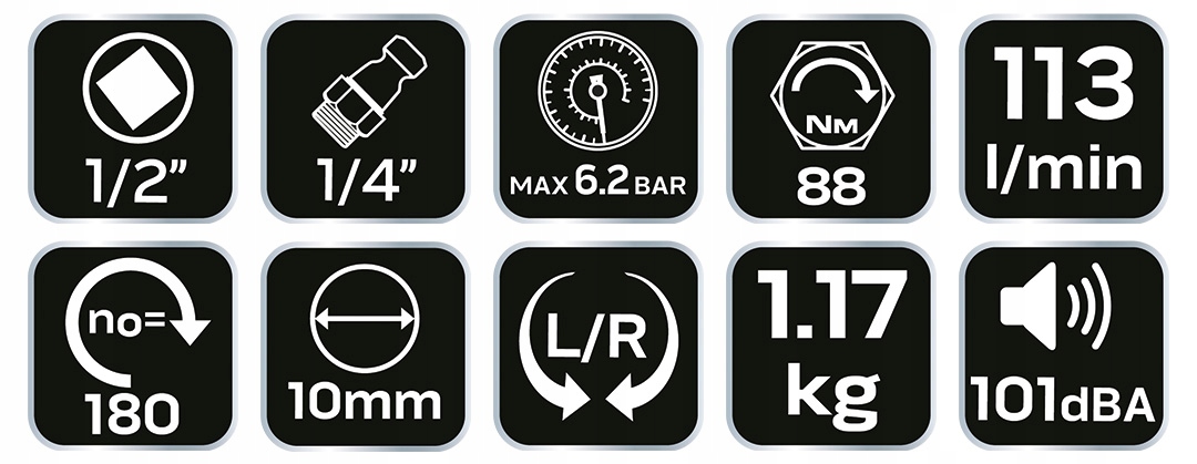 Klucz kątowy pneumatyczny NEO Tools 14-012 Maksymalny moment obrotowy 88 Nm
