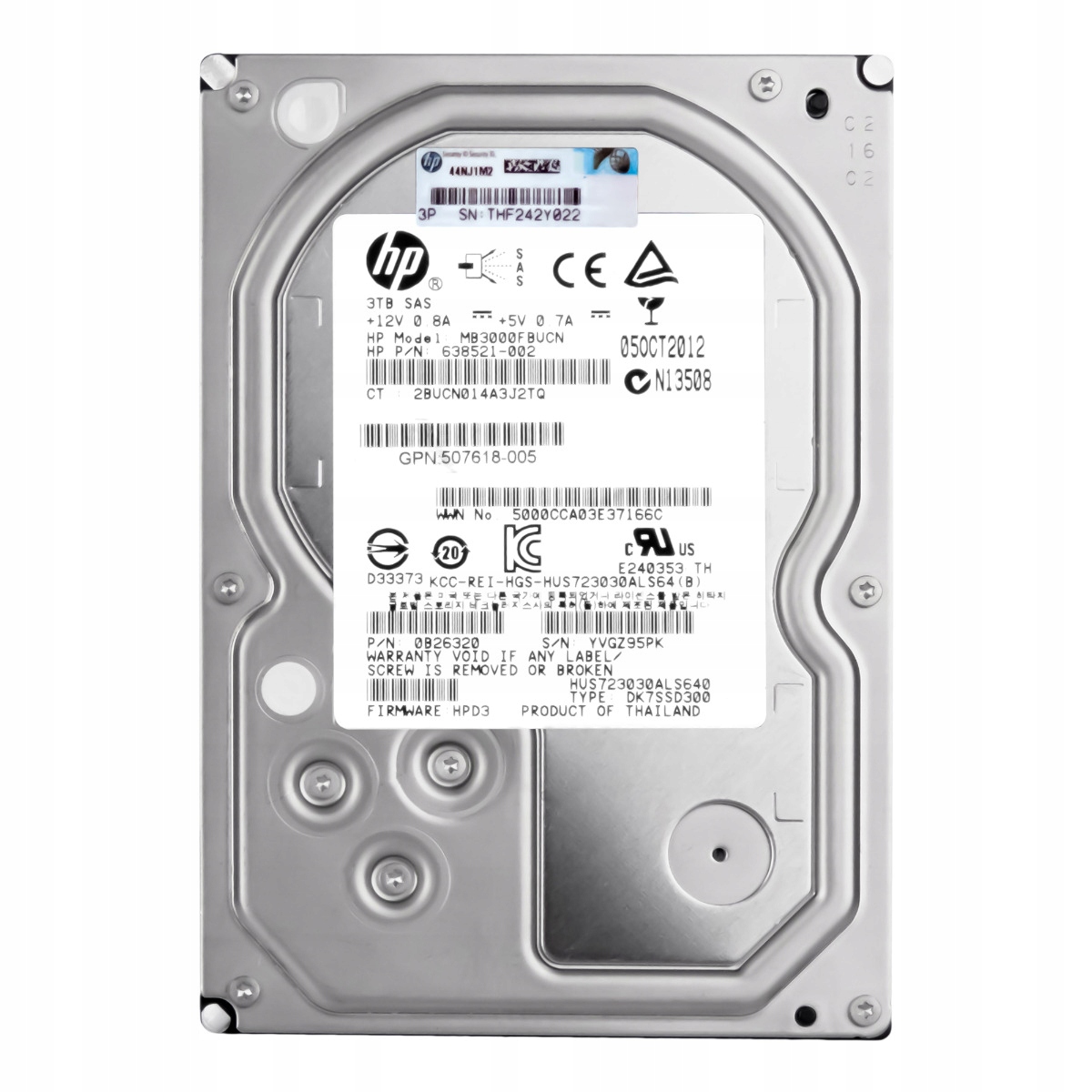 Hp 625140-001 3TB 7.2K 64MB SAS-2 3.5' MB3000FBUCN