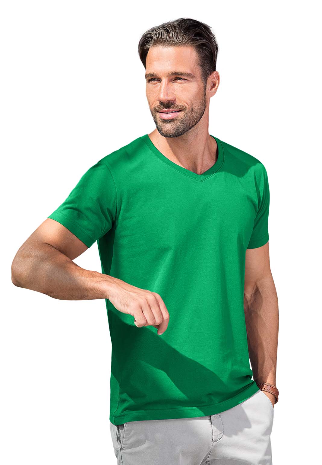 

Dopasowany męski T shirt w serek Slim Fit M