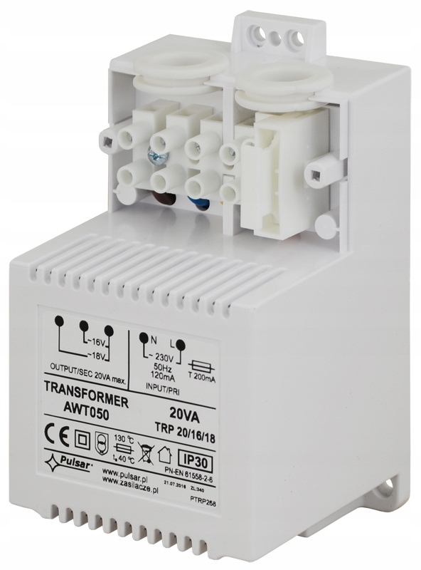 

Transformator Ac/ac AWT050 na 16 V Ac 18 V Ac