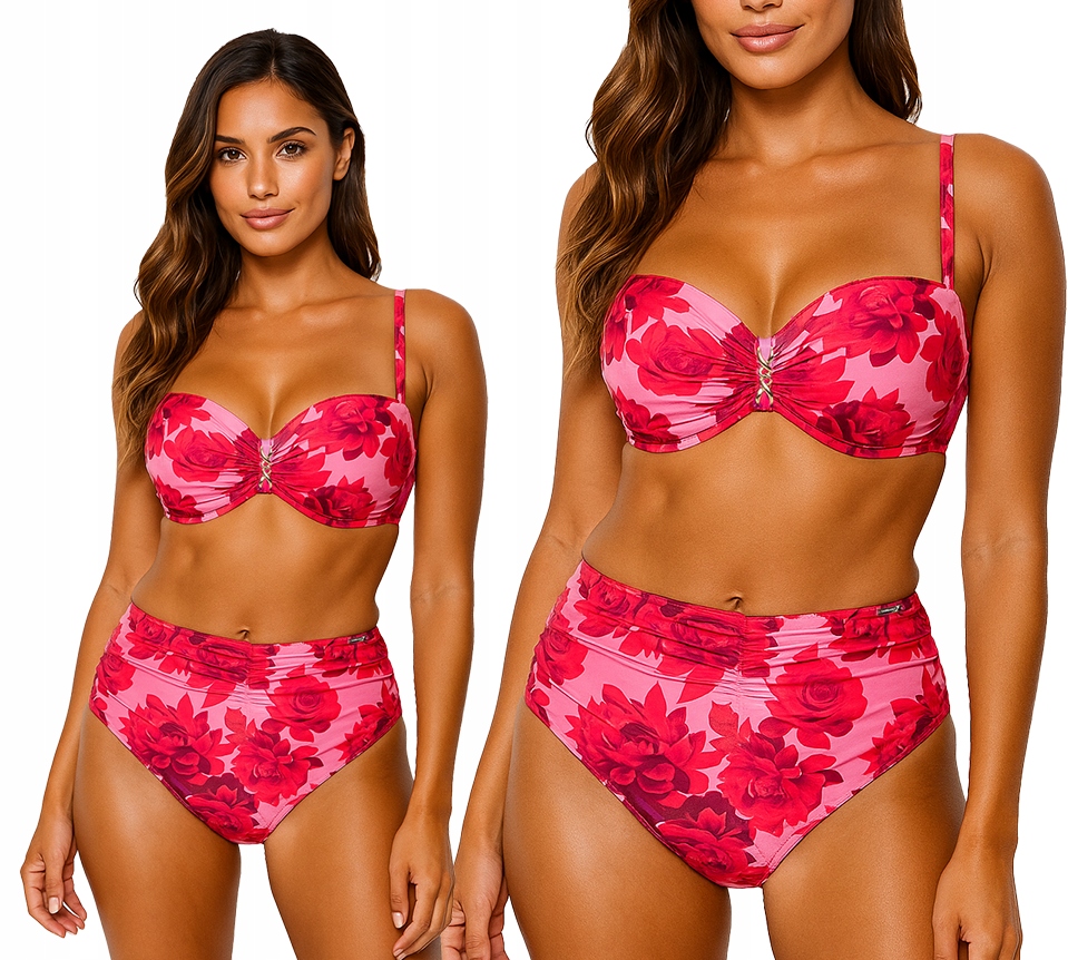 Plavky Gabbiano Ashley dvoudílné, vysoký pas, květy 40C/L 80C