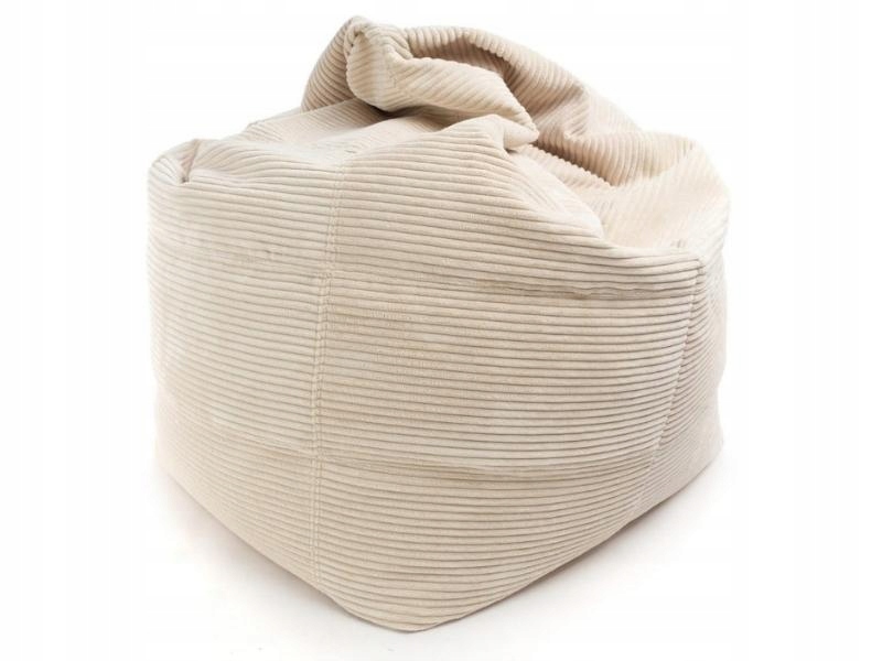 Pufa duży wygodny sztruksowy worek ecru salon Marka Materace z Gór