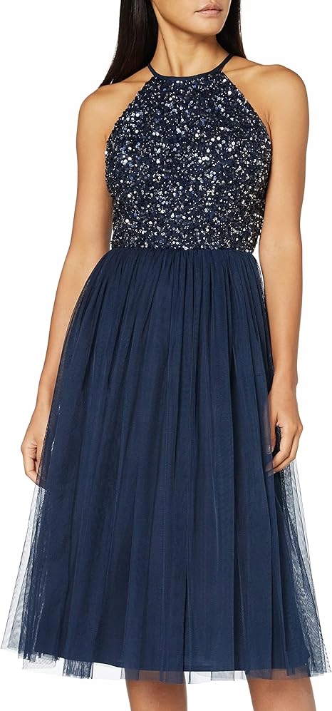 Maya Deluxe Šaty, Tmavě Modrá MIDI, 40 6BA