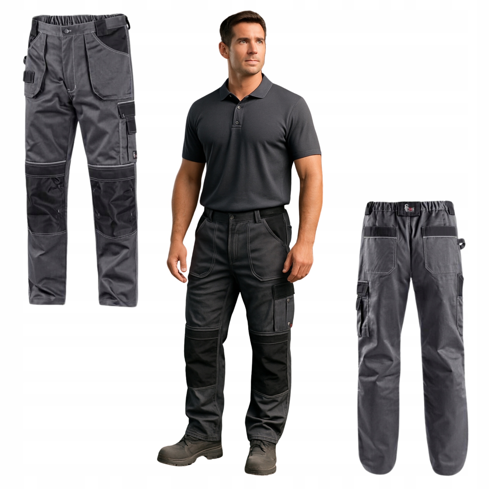 Spodnie Robocze Bojówki Bhp Elastyczne do Pasa Wzmocnione Kolana Bawełna 54