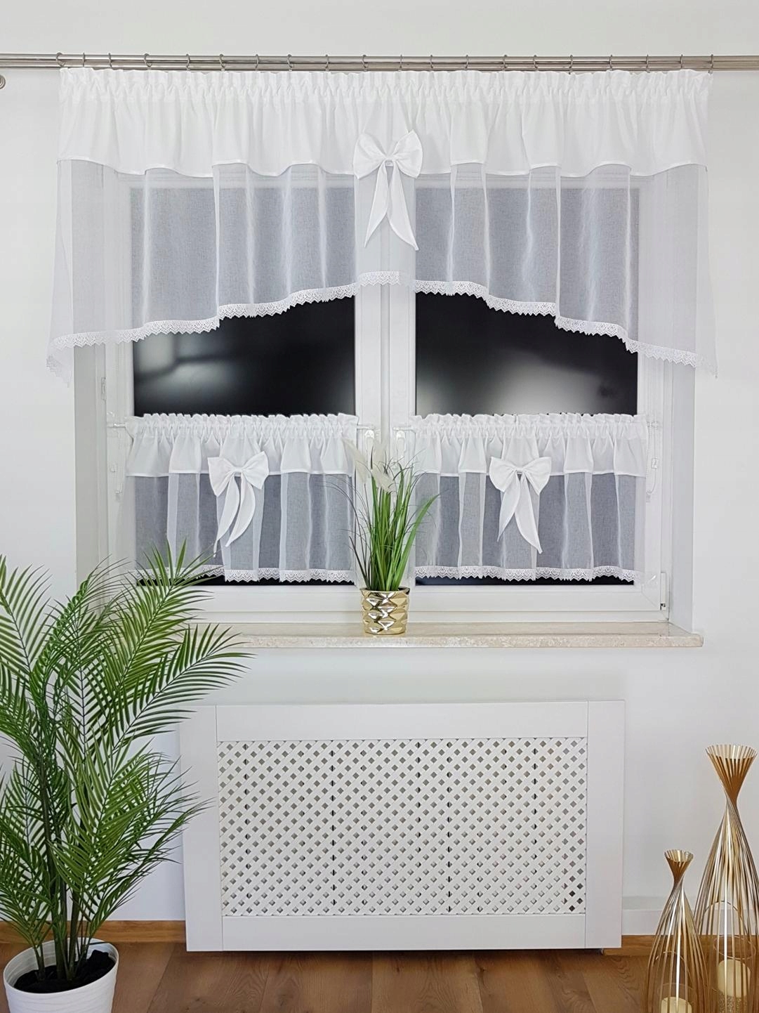 Gotowa Firana Do Kuchni Zazdrostki Na Taśmie Biała