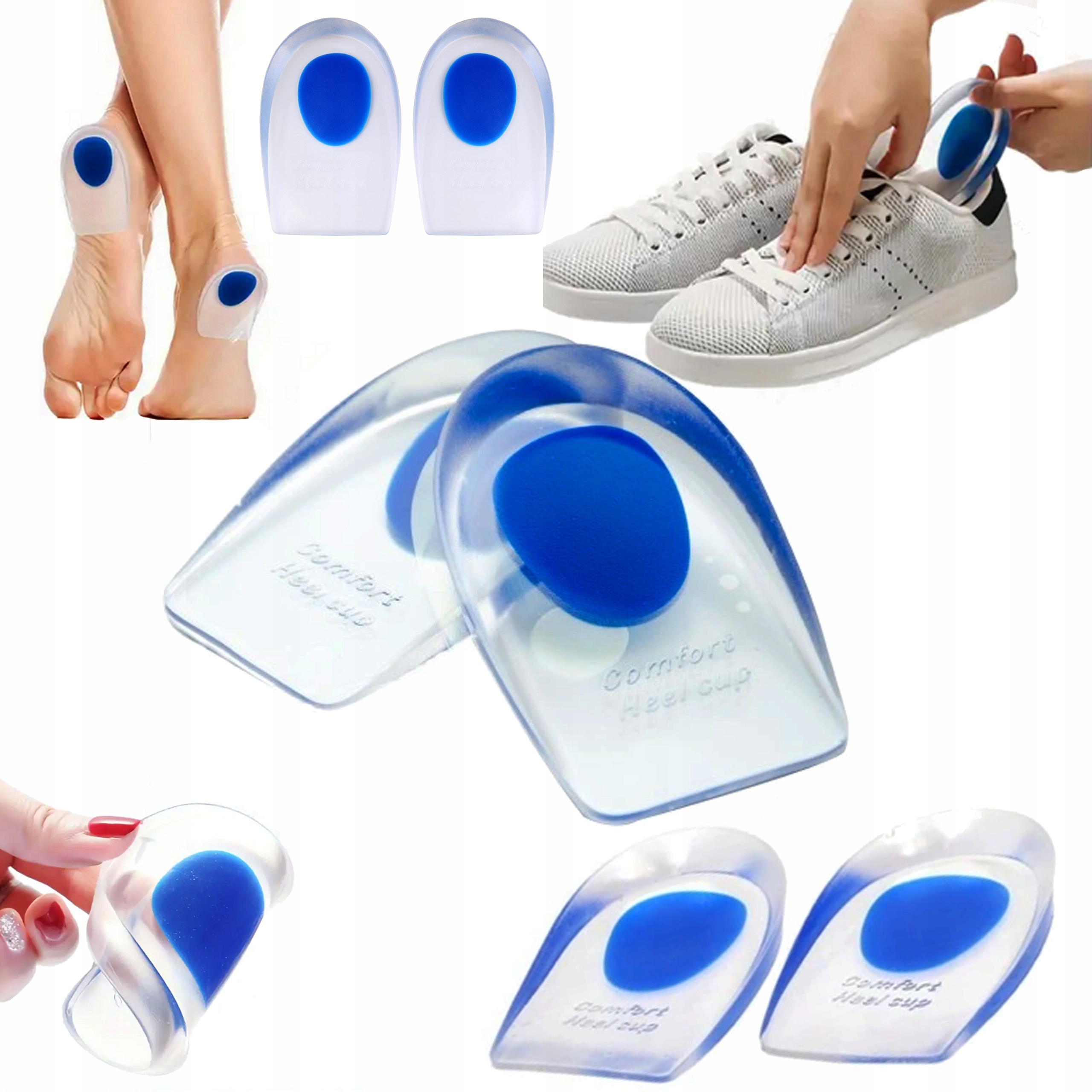 PODPIĘTKI ŻELOWE WKŁADKI DO BUTÓW SILIKONOWE NA OSTROGI PIĘTOWE 42-47 Model H02