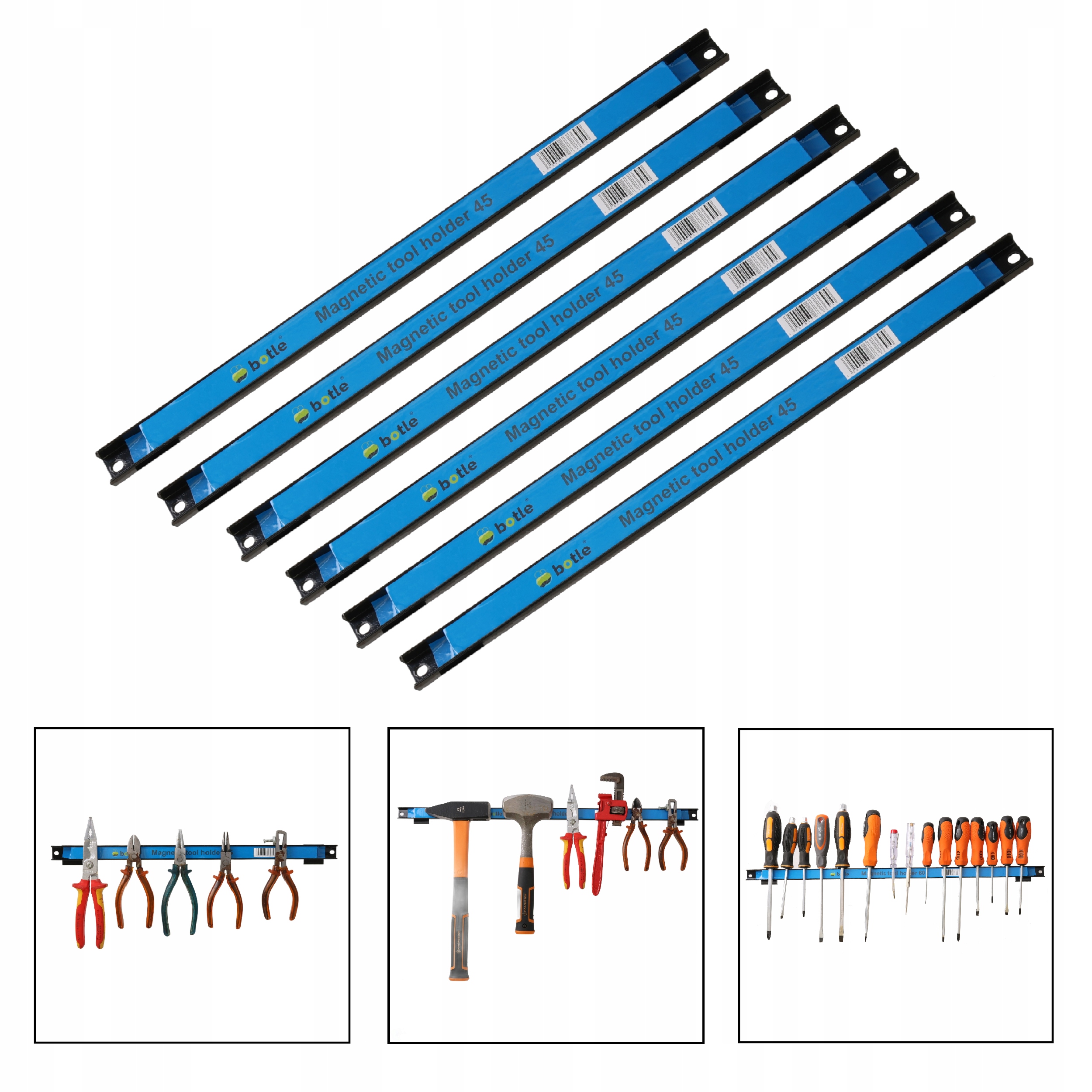6 x Magnetická lišta na nářadí 45 cm držák magnet garážová dílna silná