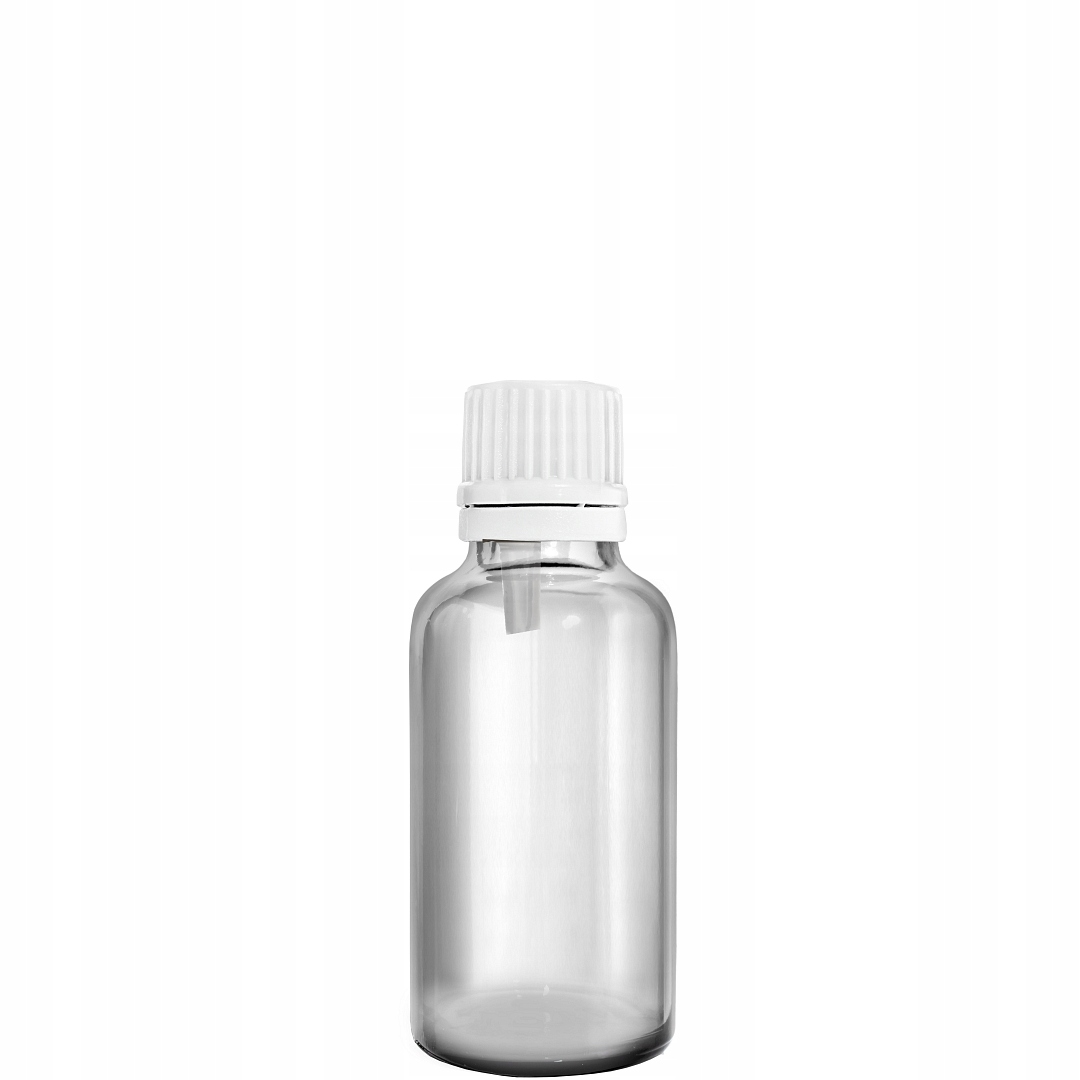 Butelka Szklana 50ml Bezbarwna Z Kroplomierzem Białym