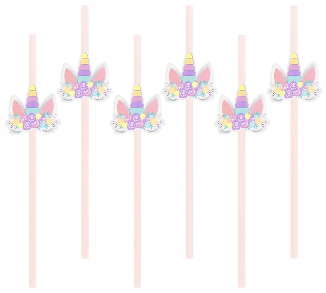 Słomki urodzinowe JEDNOROŻEC UNICORN 6 sztuk PP