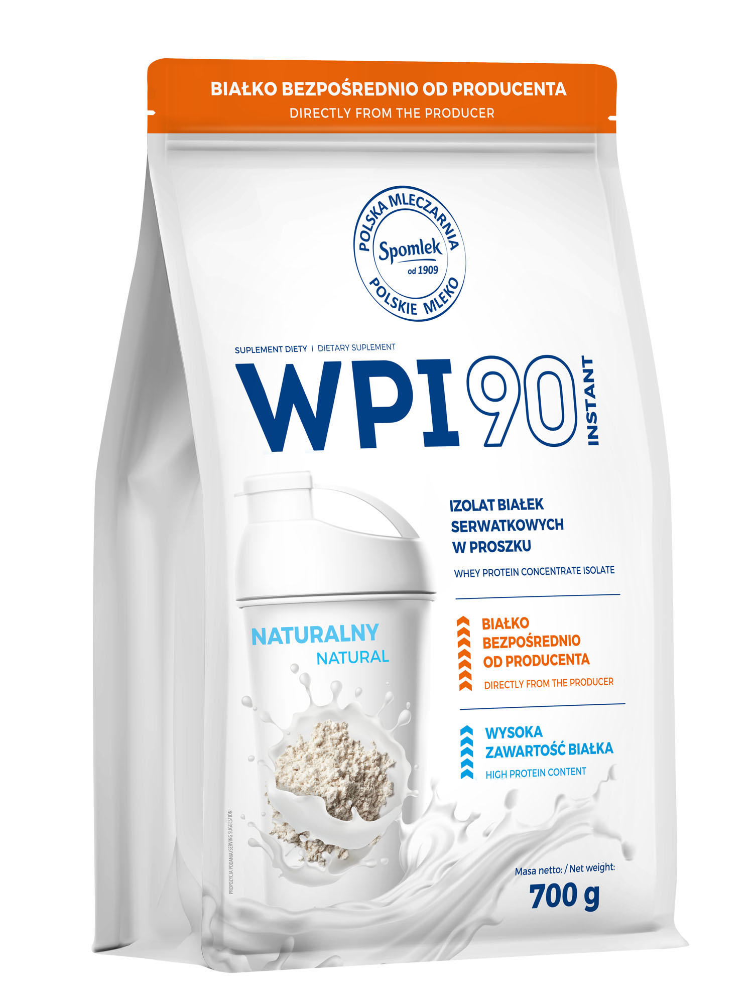 Protein Přírodní Wpi Proteinový Izolát 700 g 100 % polského mléka
