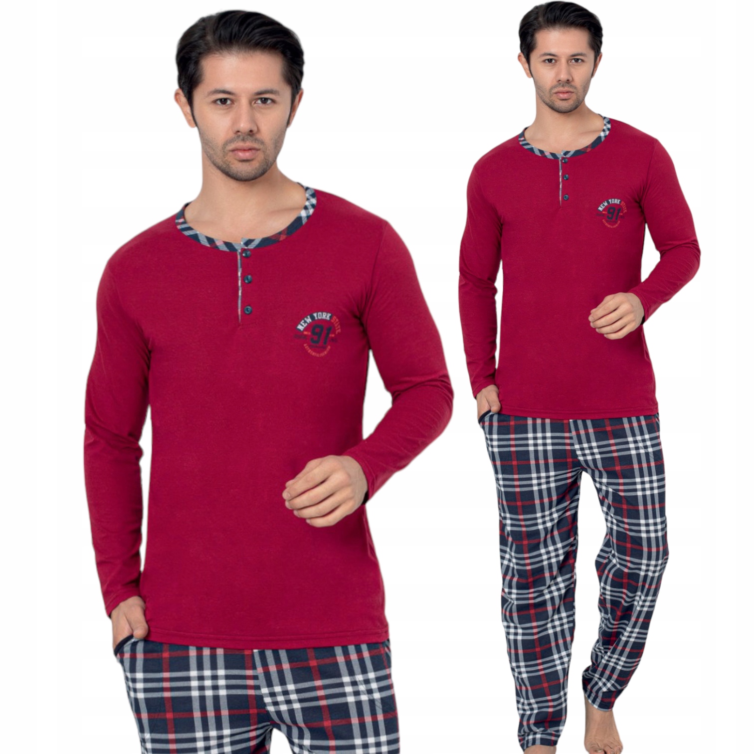 PIŻAMA MĘSKA DŁUGI RĘKAW DŁUGIE SPODNIE/BAWEŁNA