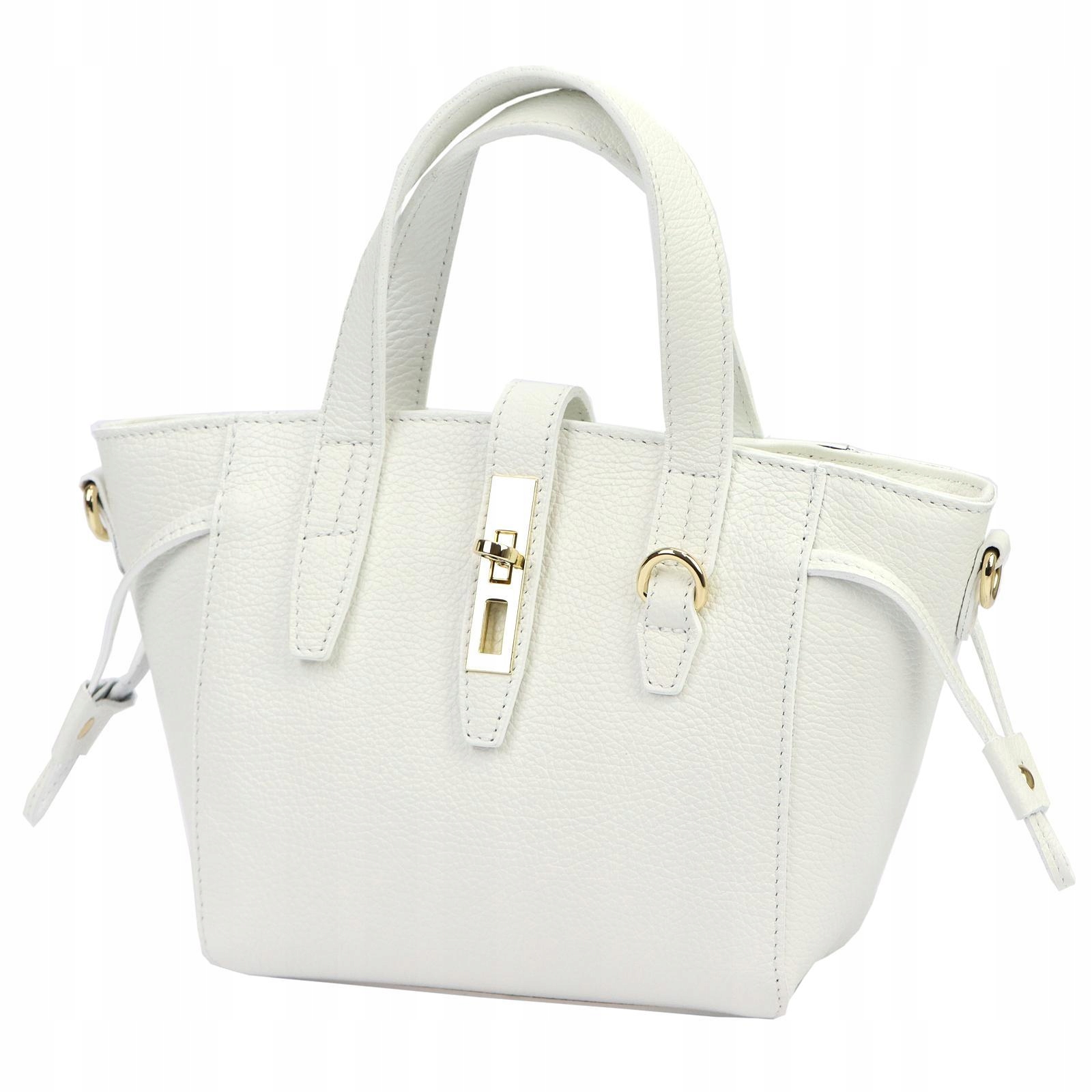 Torebka skórzana damska klasyczna do ręki na ramię mała Luka Dollaro biała