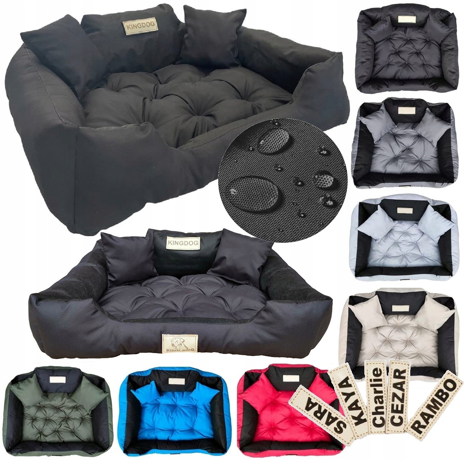 Pelíšek pro psa kotec Kingdog 145x115 cm personalizovaná, voděodolná, černá
