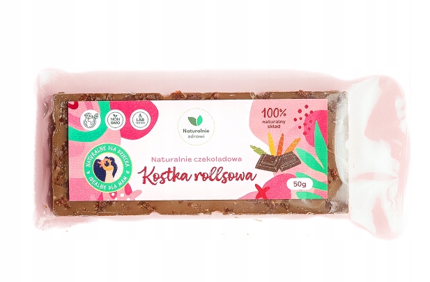 NATURALNIE ZDROWI KOSTKA ROLLSOWA CZEKOLADA BEZ CUKRU POSYPKA ROLLSOWA 50g