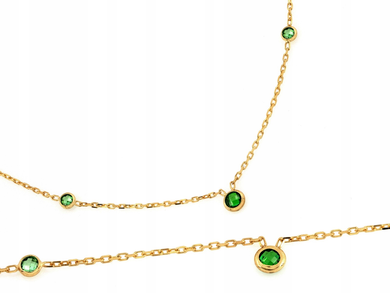 Zlatý dámský náhrdelník 585 se zelenými zirkony r45 na Valentýna