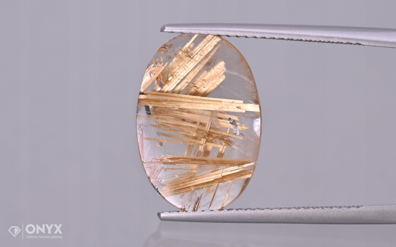 Křemen s rutilem mělký ovál 17x12 mm