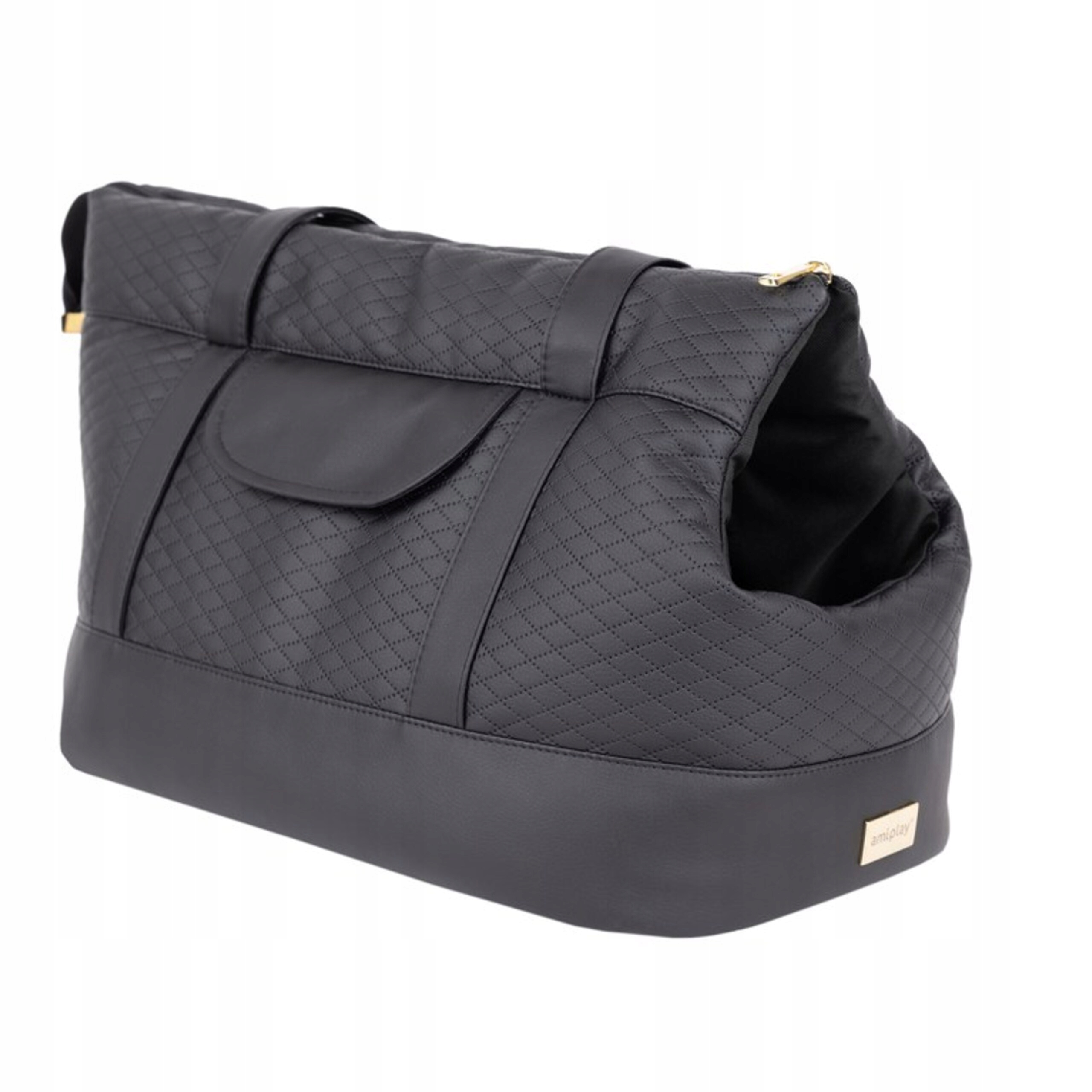 Levně Taška pro psa amiplay, syntetická, černá, pohodlná, pevná, 42 cm