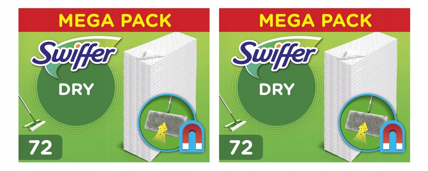 2x Swiffer Dry Sweeper do mopa do zbierania kurzu na sucho z podłóg 72 szt