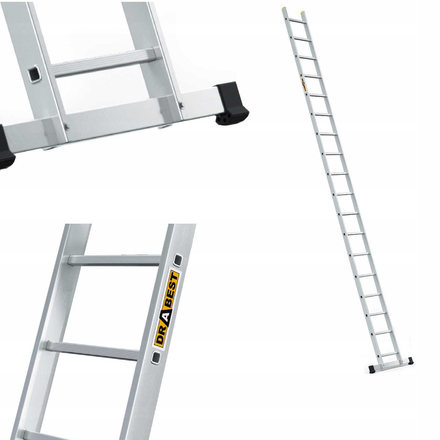 Žebřík 1x18, profesionální, 18 příček Drabest Hák