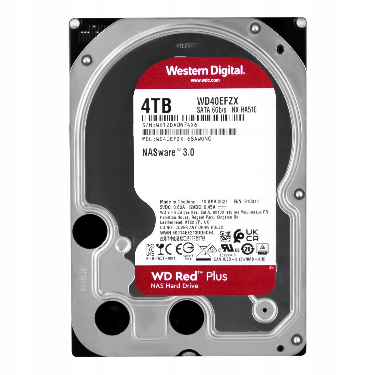 Wd Red Plus 4TB 5.4K 128MB Sata III 3.5'' WD40EFZX NASware 3.0 Nx HA510