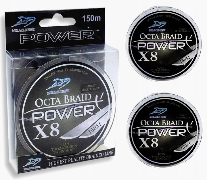 Plecionka Miracle Fish Grafit X8 Szara Grafitowa 0,22mm X300M
