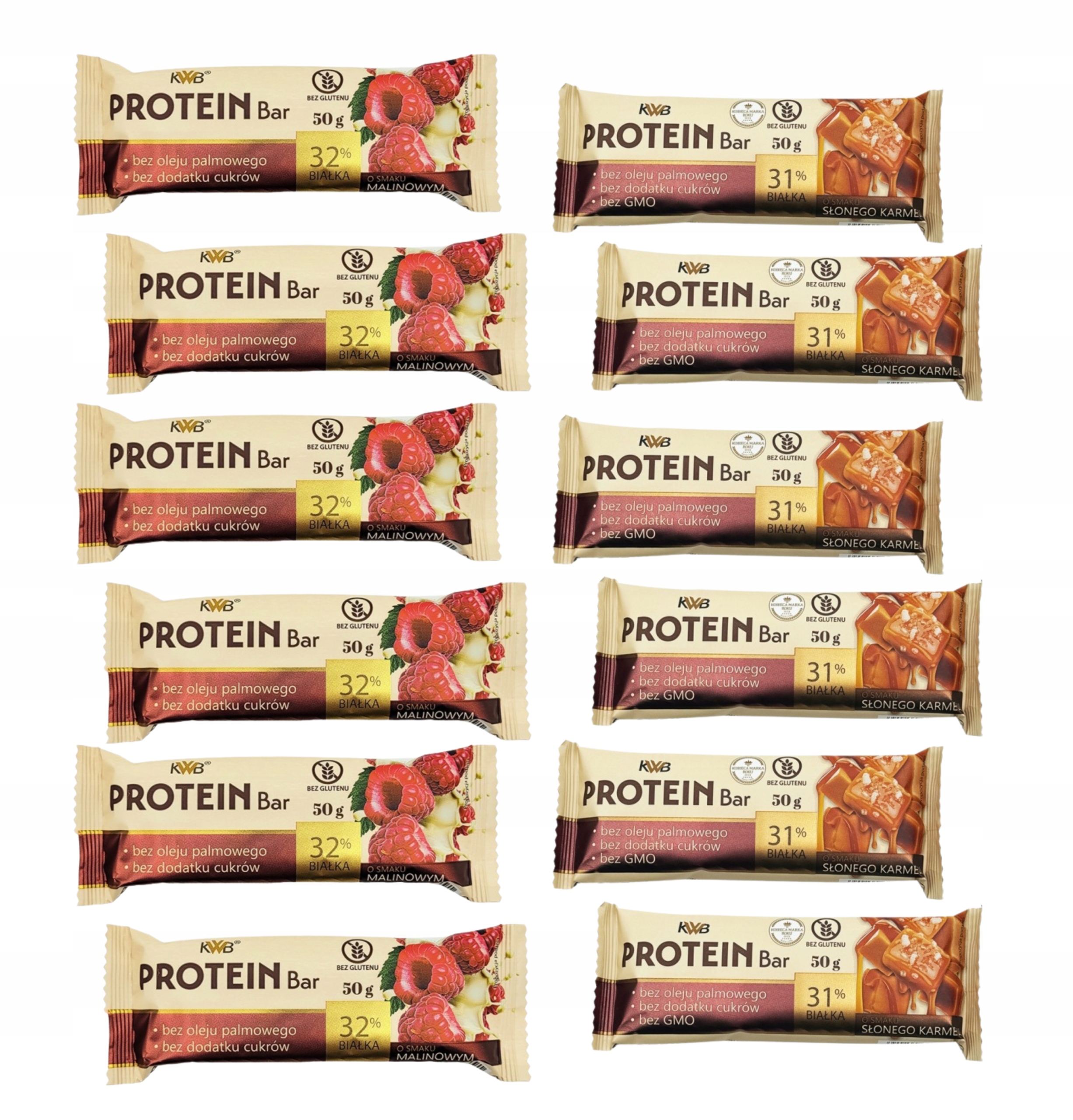 Kwb Zestaw Batonów Proteinowych 6x Biała Czekolada Malina 6x Słony Karmel