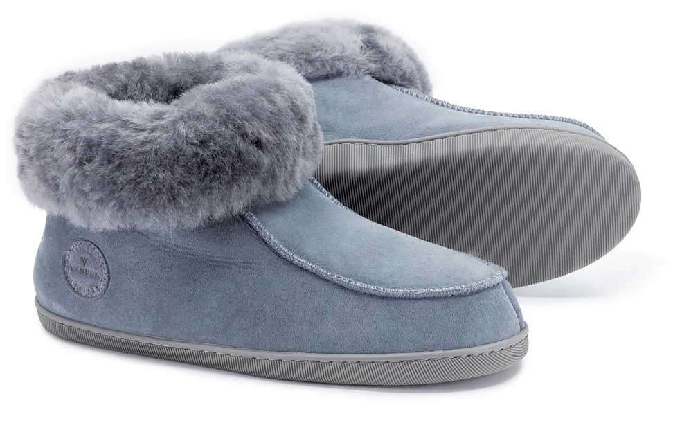 Pánské horské pantofle Papuče z vlny, teplá kůže, velikost 43, šedé