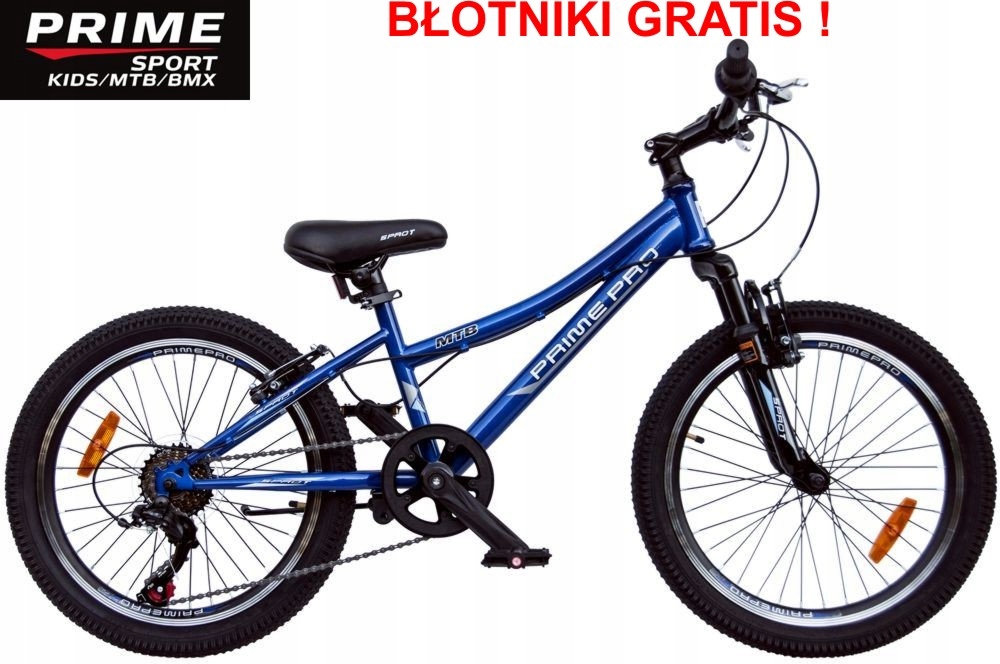 Rower 20" Mtb Prime Pro Boy 7-speed Shimano amortyzator Błotniki