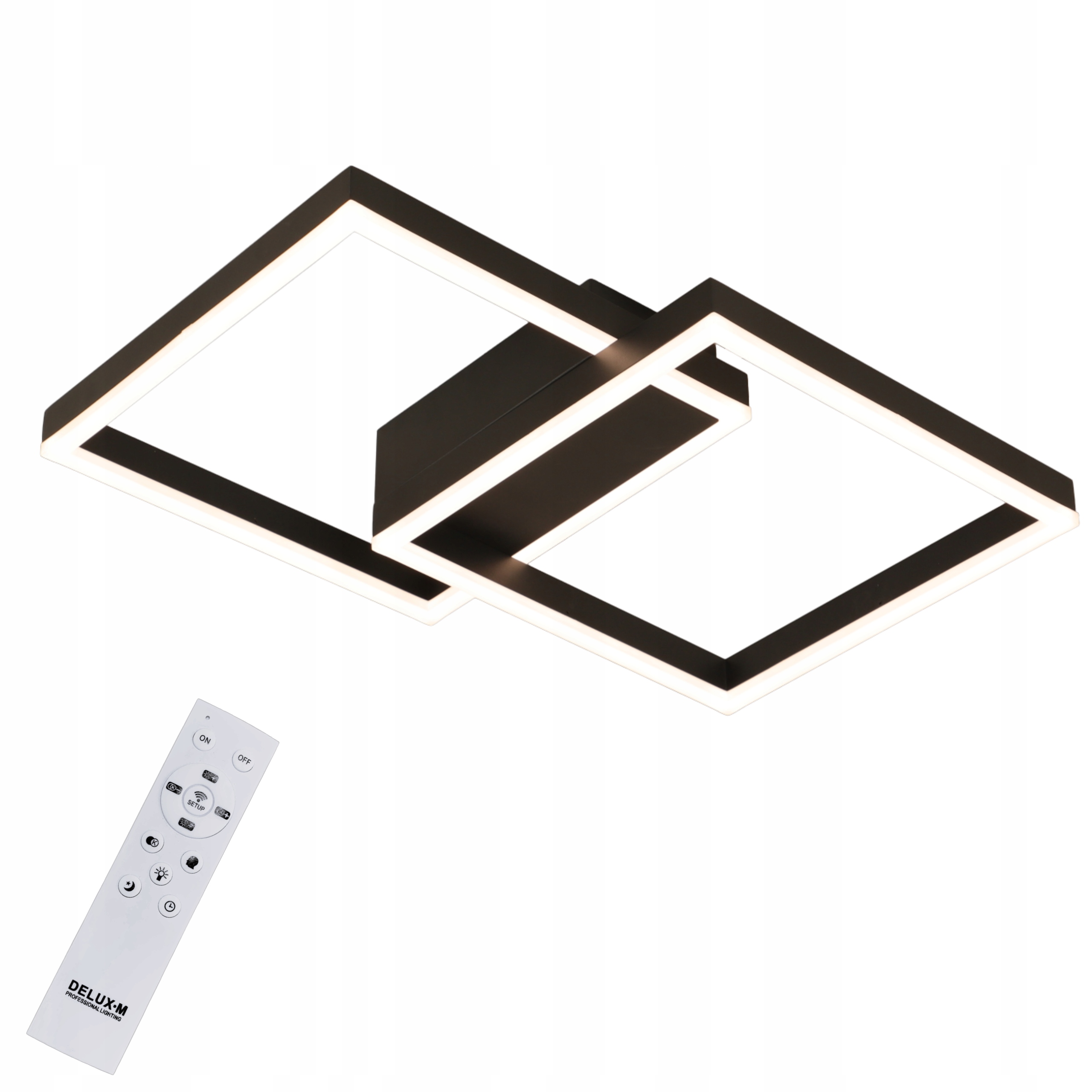 Stropní Svítidlo čtvercová závěsná Stropní Svítidlo Led Lustr Dálkový Ovladač 60W černá