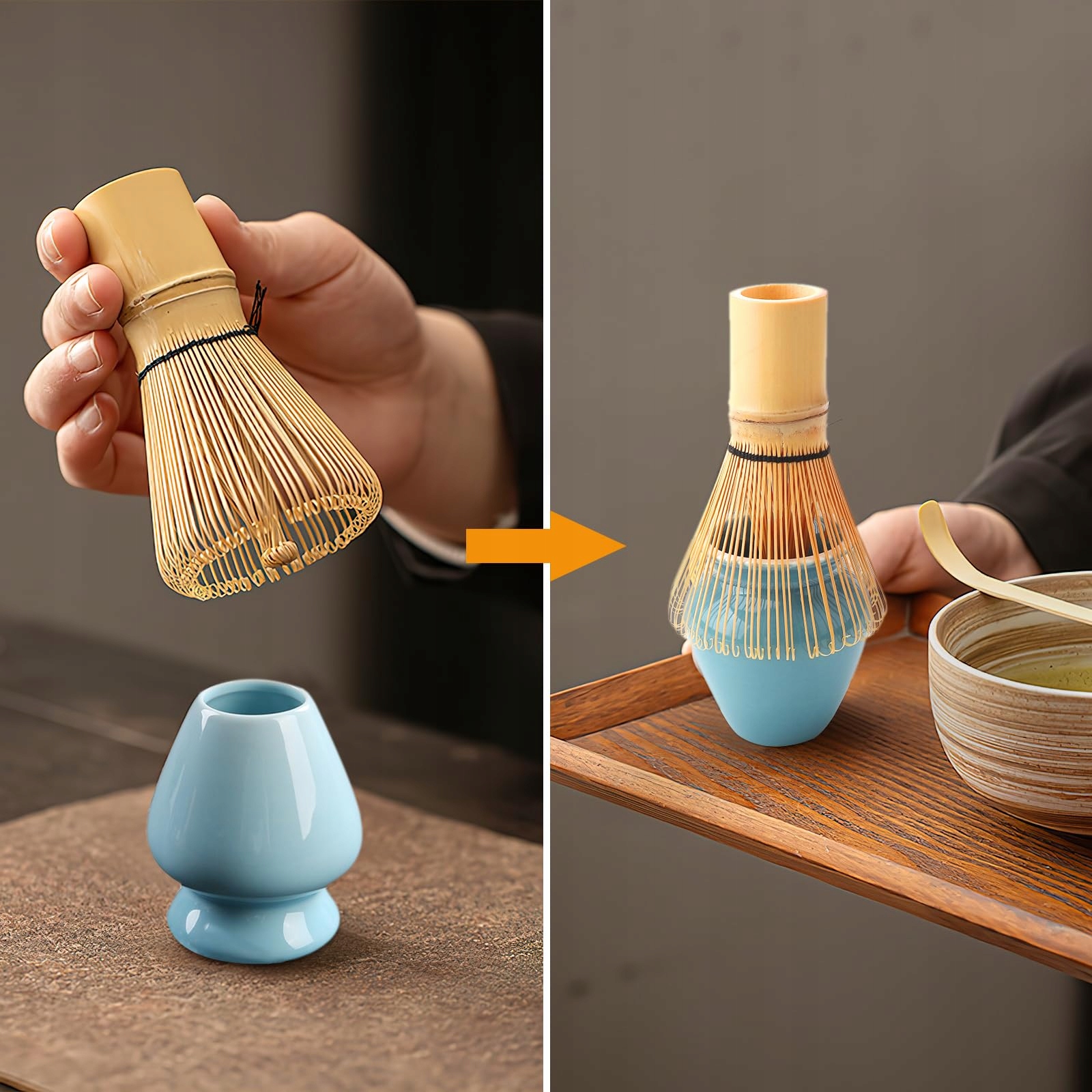 Levně 4 Kusů – Chasen Lžíce Chashaku Stojan, Bambusová Metla Na Matchu