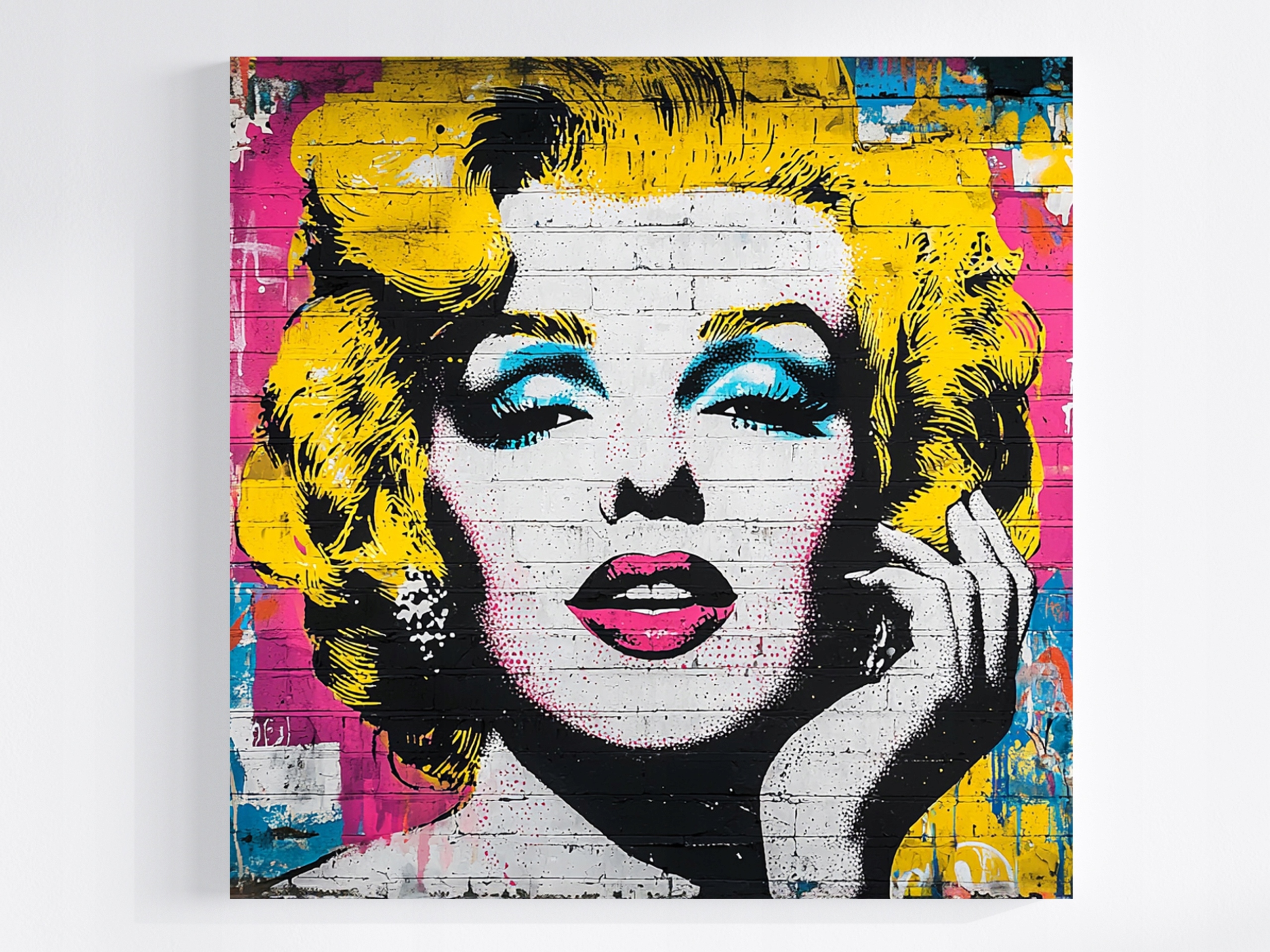 Obraz Na Plátně Canvas Cihlová Zeď Graffiti Pop Art Portrét Žena 60x60