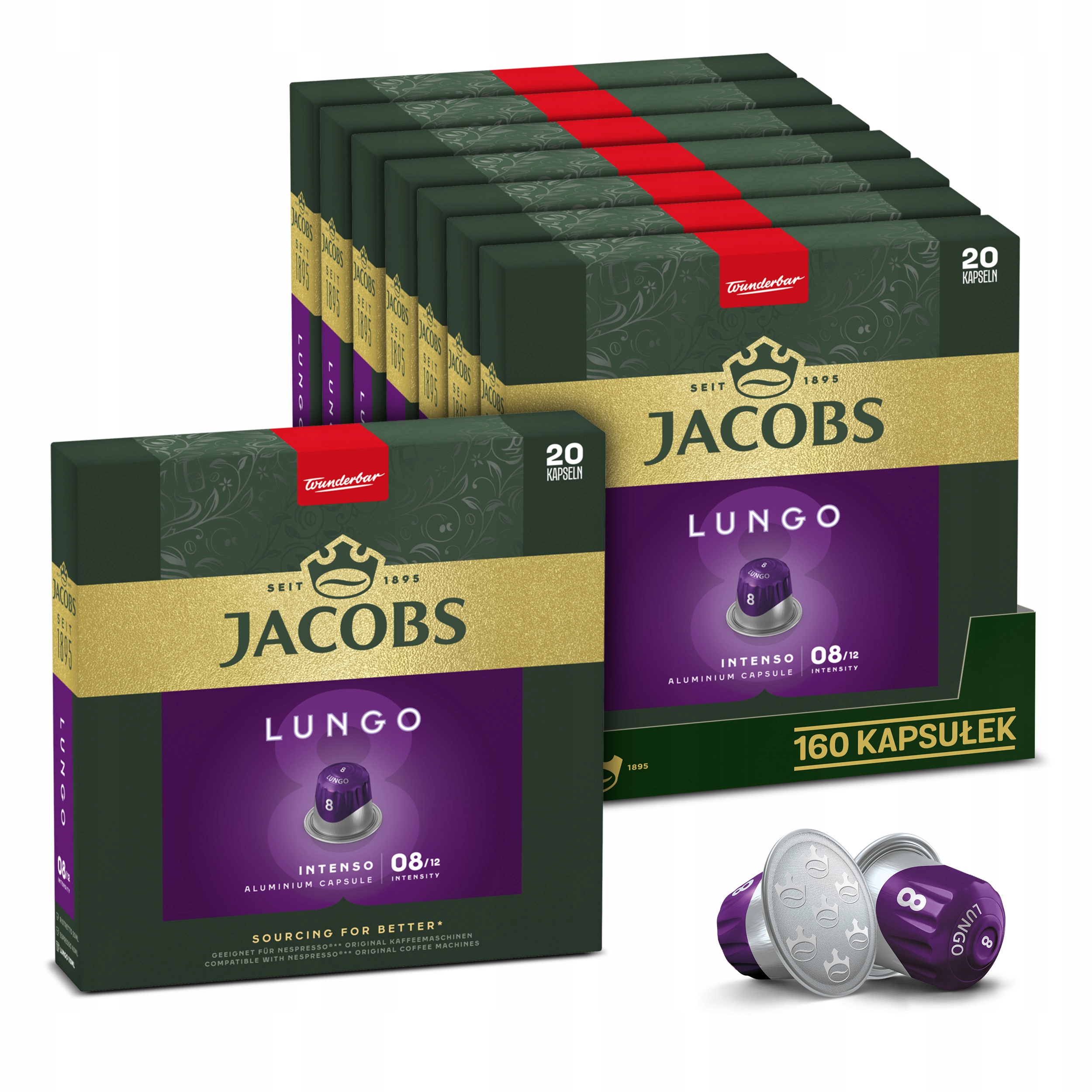 Kapsułki Jacobs Lungo 8 Intenso do Nespresso(r)* 7+1 [160 kaw]