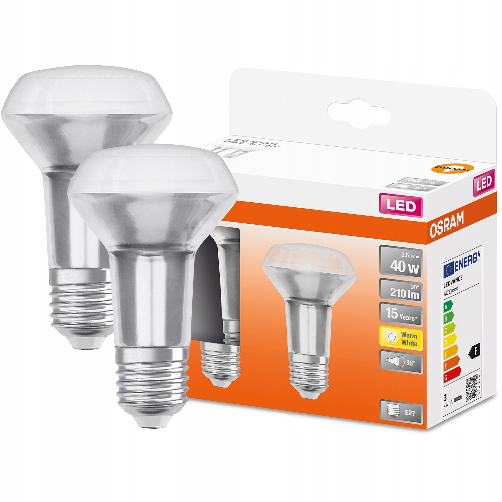 

2x Żarówka Led E27 R63 4,3W 60W 350lm 2700K Osram