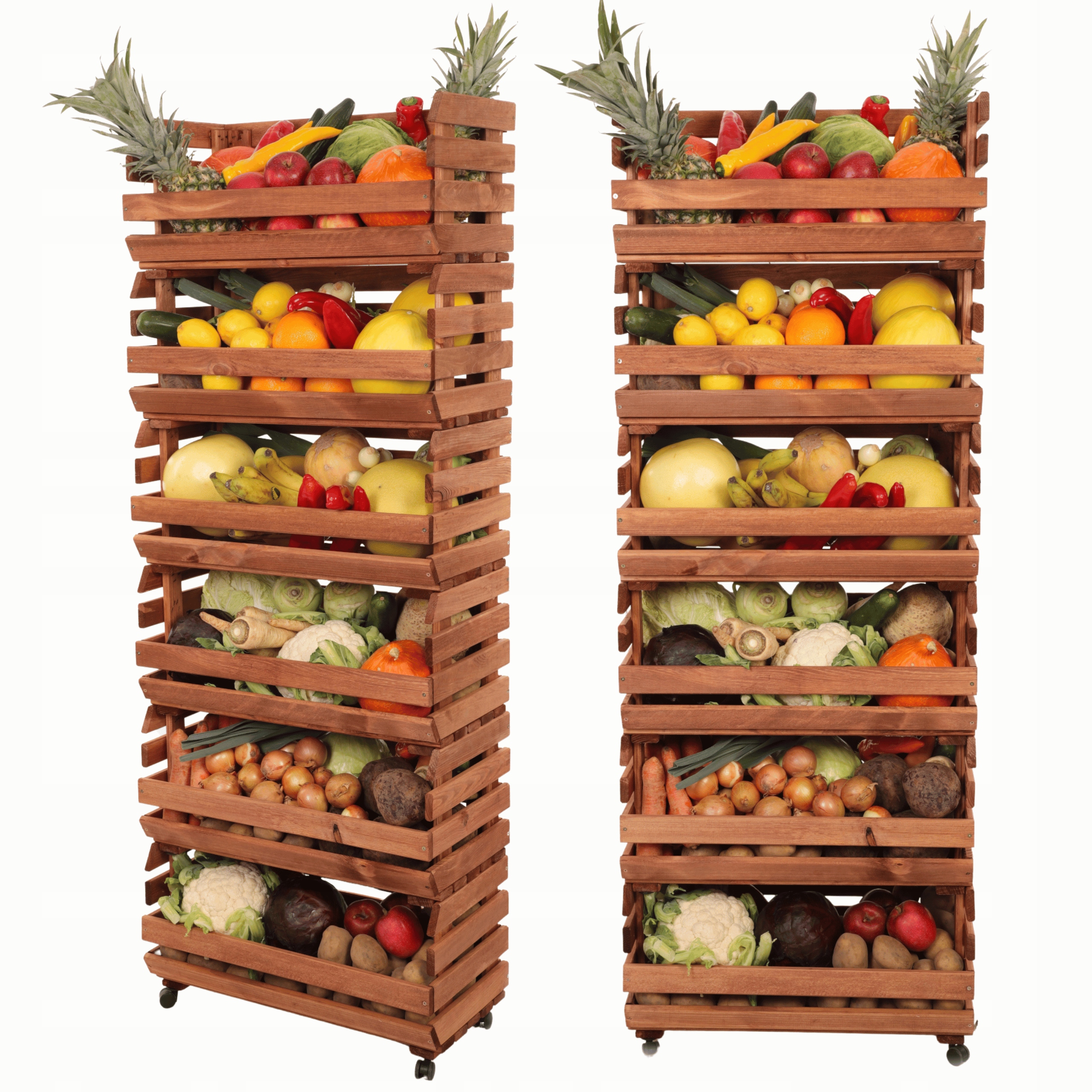 Škatule na kolieskach regál boxy zelenina 6 boxov impregnácia 157x60x30