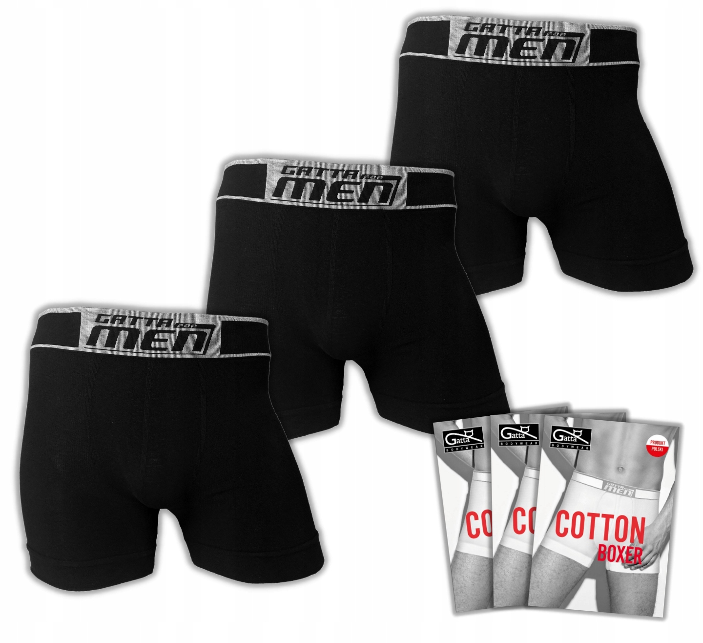 

Bokserki męskie Cotton Boxer Gatta S Czarne 3-pak