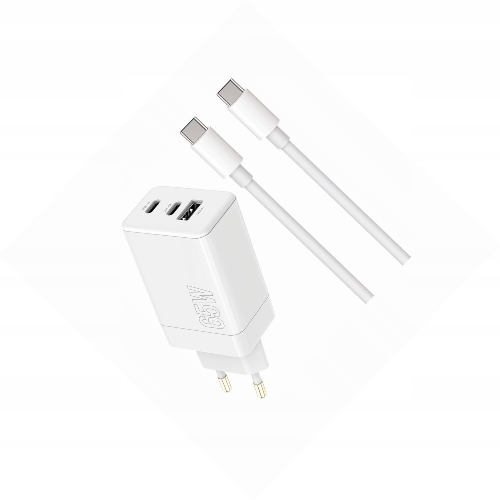 Szybka ładowarka 65W z kablem 1m 3 wejścia do Realme 10