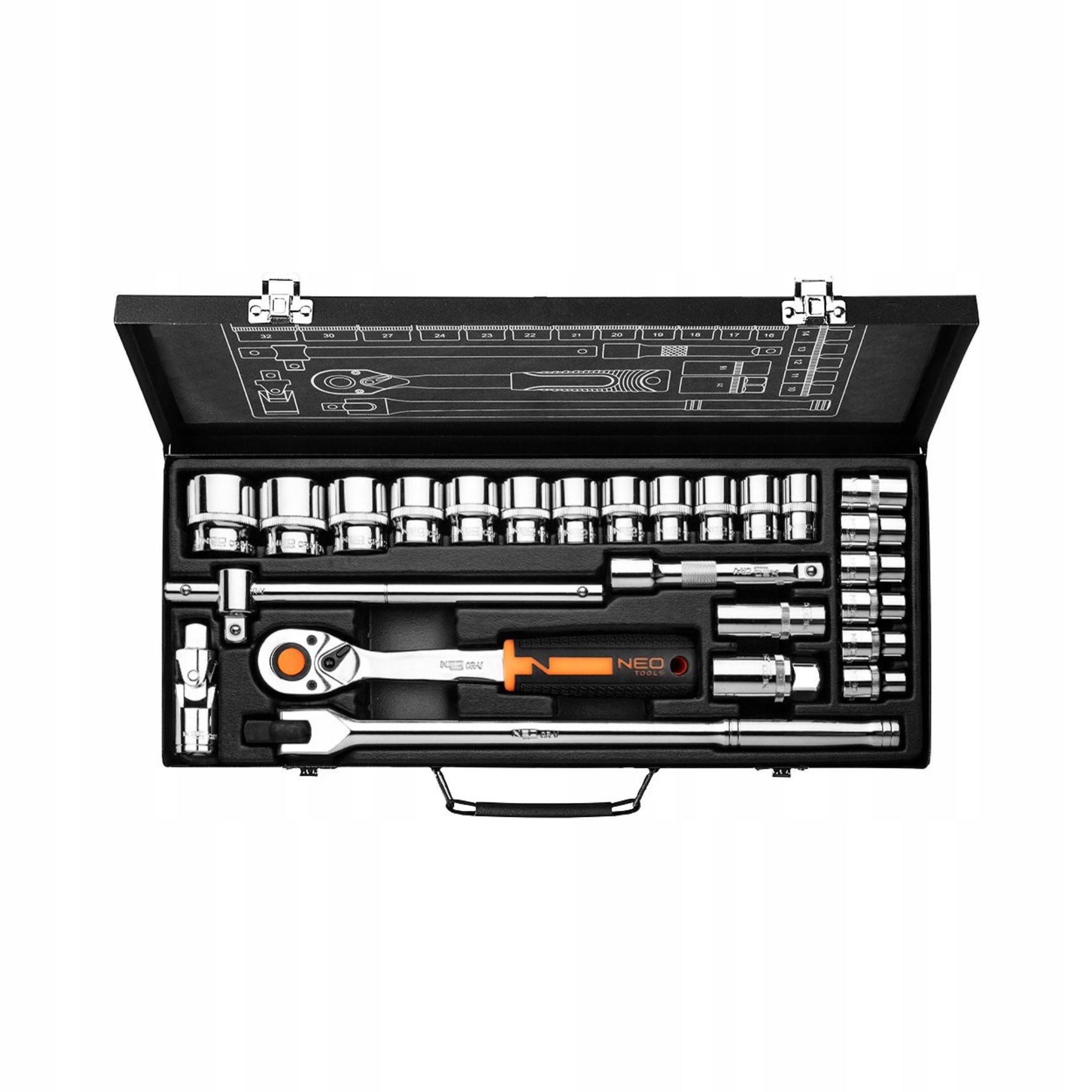 NEO TOOLS Klucze nasadowe 1/2 , zestaw 25 szt., CrV Marka Neo Tools