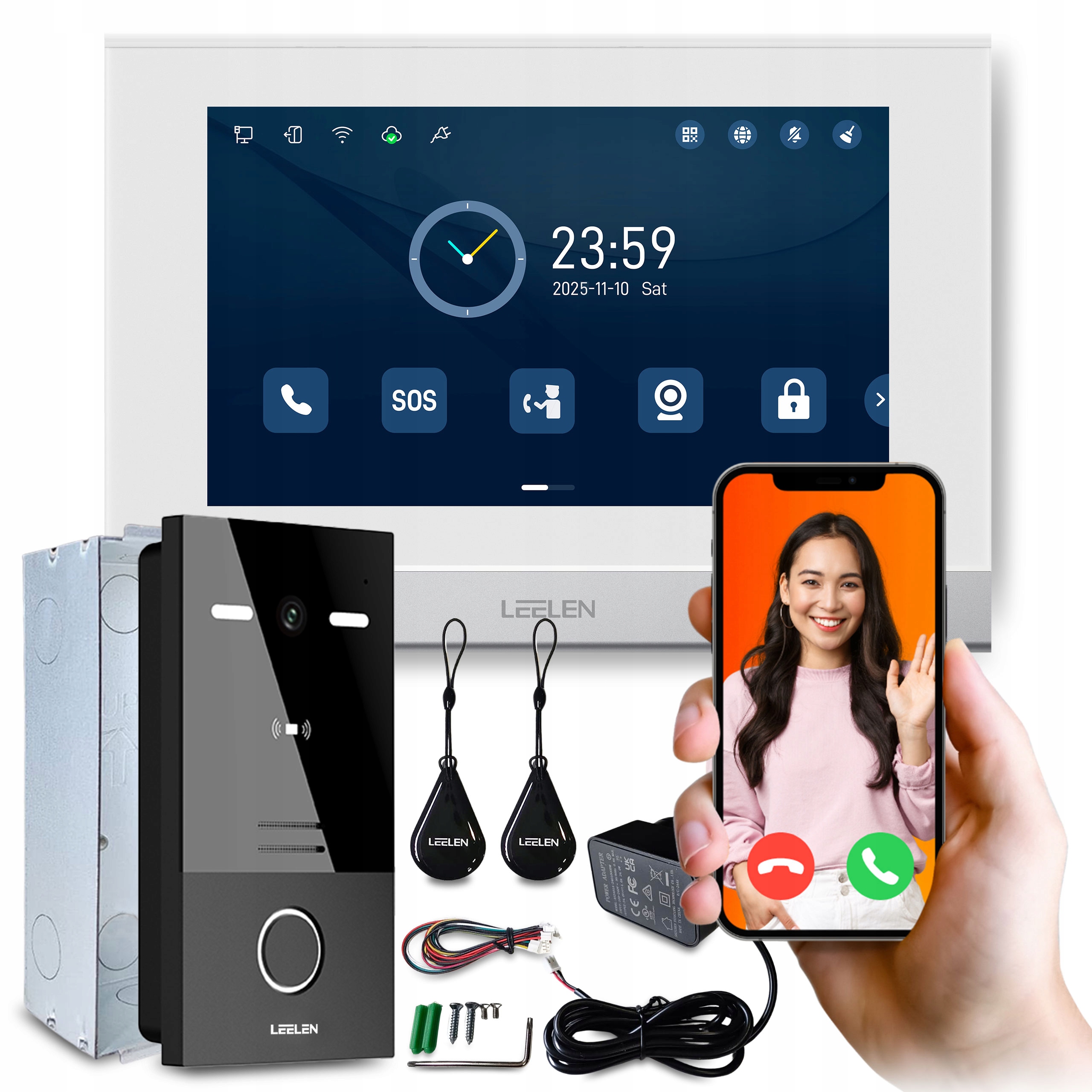 Videovrátnik Wifi brána Aplikácia interkom Hd kľúčenky Tuya 2-žilový 7