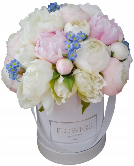 Flower Box pivónia pivonky peonie ružové krémové anemony púčik nezabudnuteľný