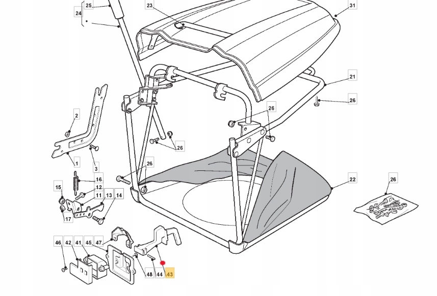 Dźwignia napełnienia kosza Stiga Estate (1136-0186-01) Typ dźwignia