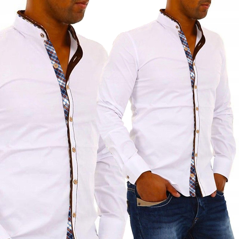 Pánská košile Stojka Mřížka Casual Bavlněná