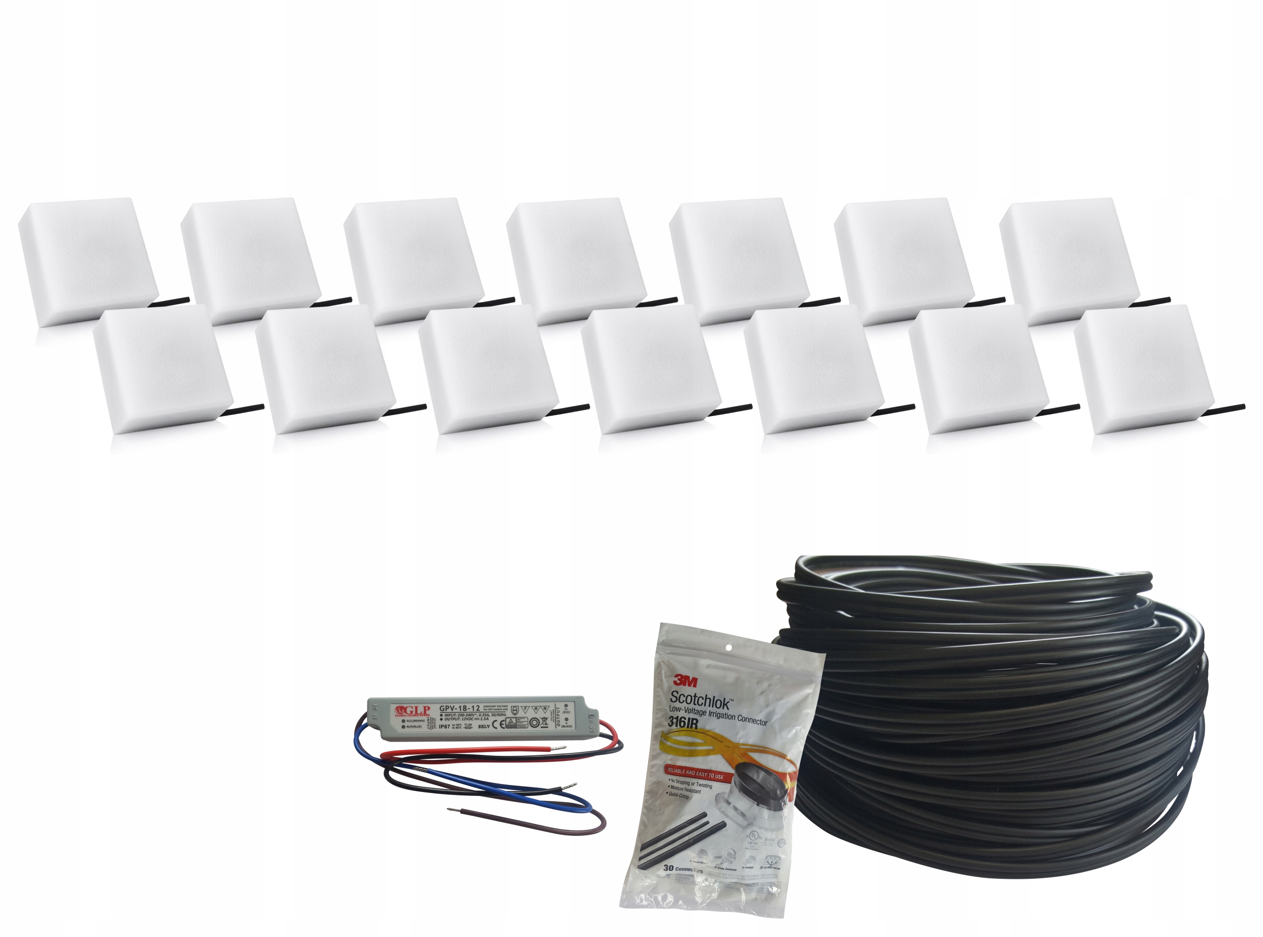 ZESTAW 14X ŚWIECĄCA KOSTKA BRUKOWA LED 14x14 KOLOR