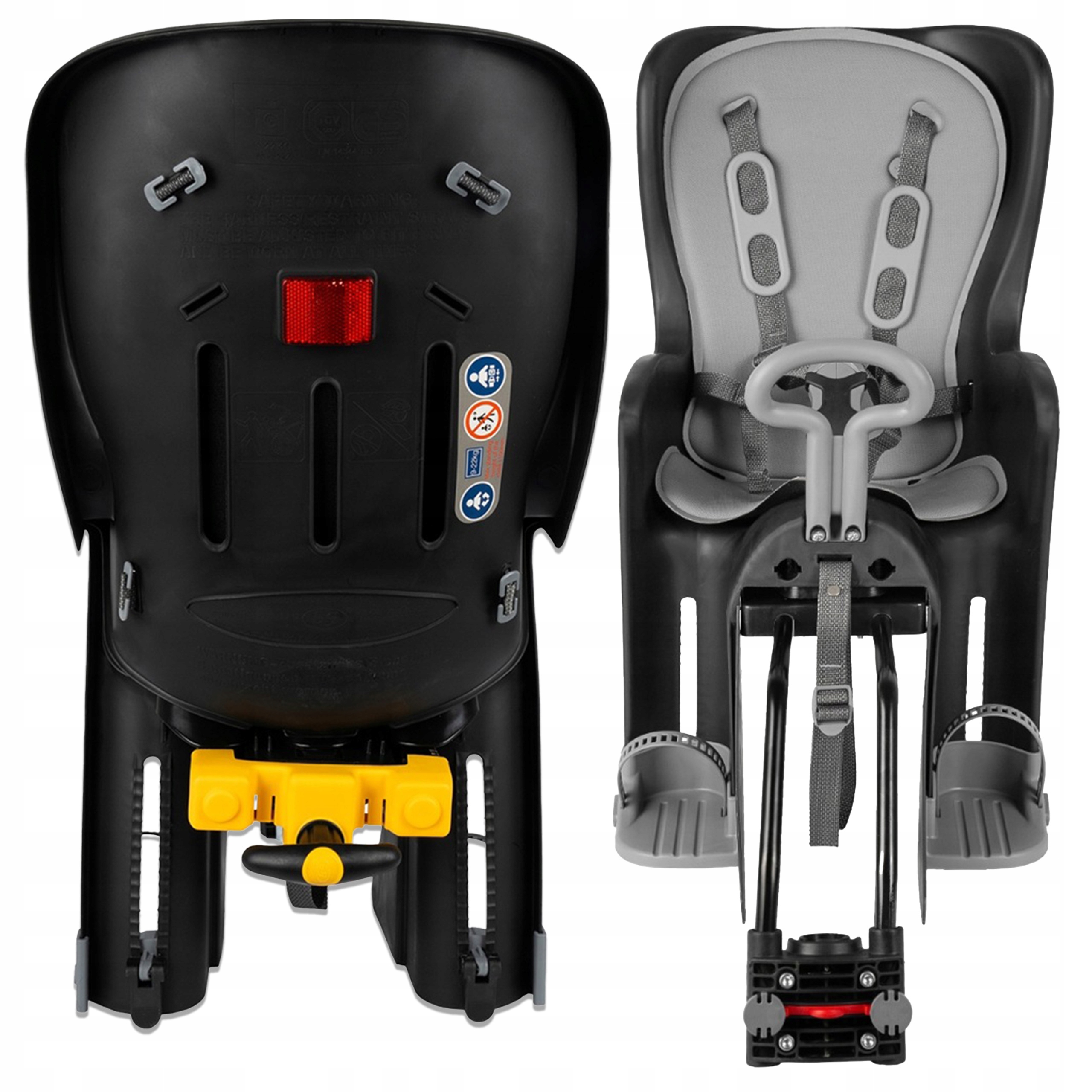 Zadní Cyklistická Sedačka na kolo rám Odklápěcí dětská 22kg Pásy Odrazka