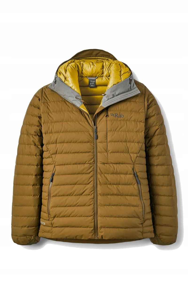 Rab Pánská péřová bunda Microlight Windstopper Hoody hnědá/žlutá m