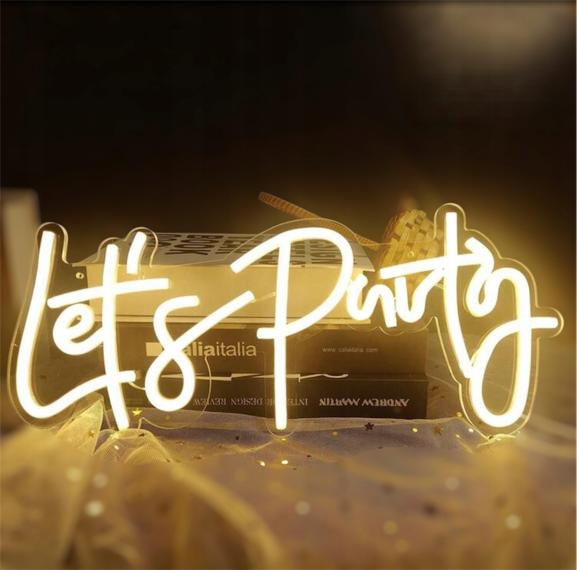 Neon Led Let's party, neon na ścianę, znak neonowy, ledon, neon imprezowy